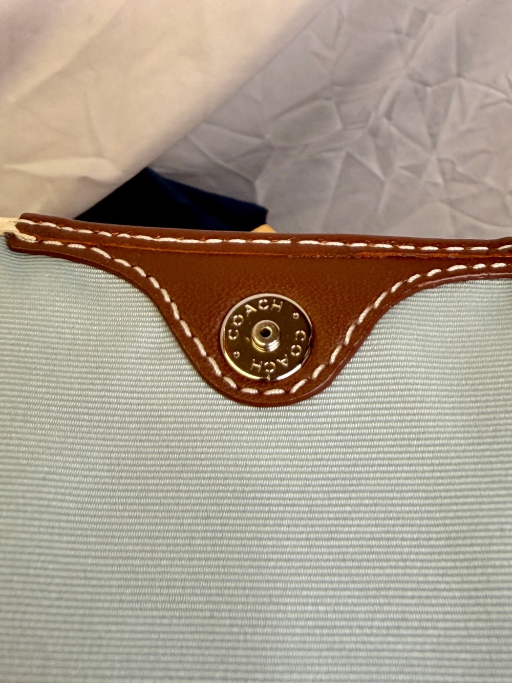 COACH Chalk Ivory Cream Brown Pleated Leather Baguette Demi Shoulder Bag - Picture 6 of 10